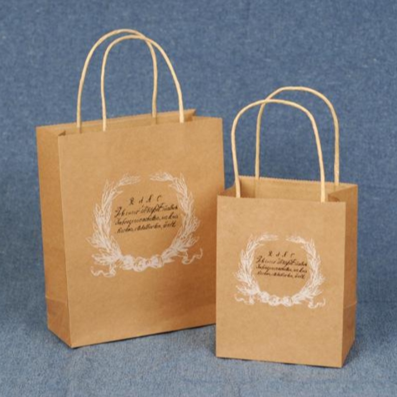 torby na zakupy z brązowego papieru kraft z papierowymi sznurkami